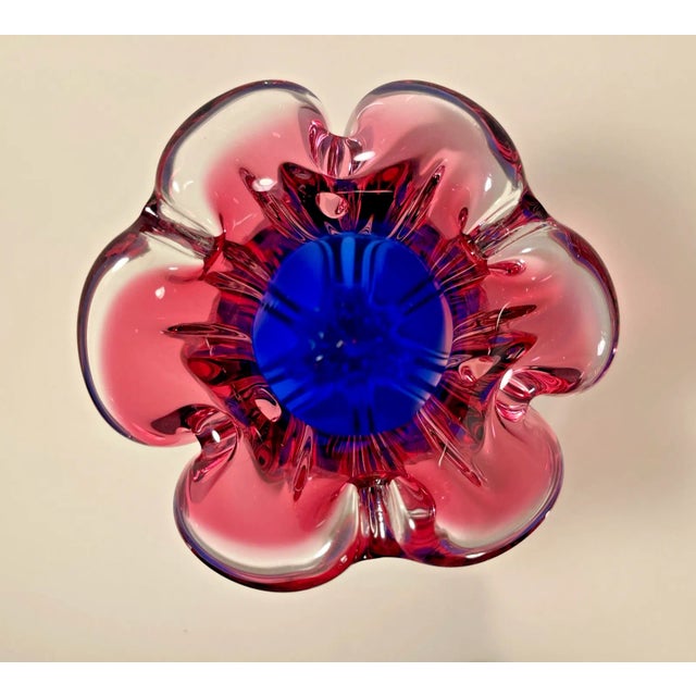1960s 1960's Josef Hospodka Czech Hand Blown Art Glass Pink & Blue Sommerso Vase For Sale - Image 5 of 7