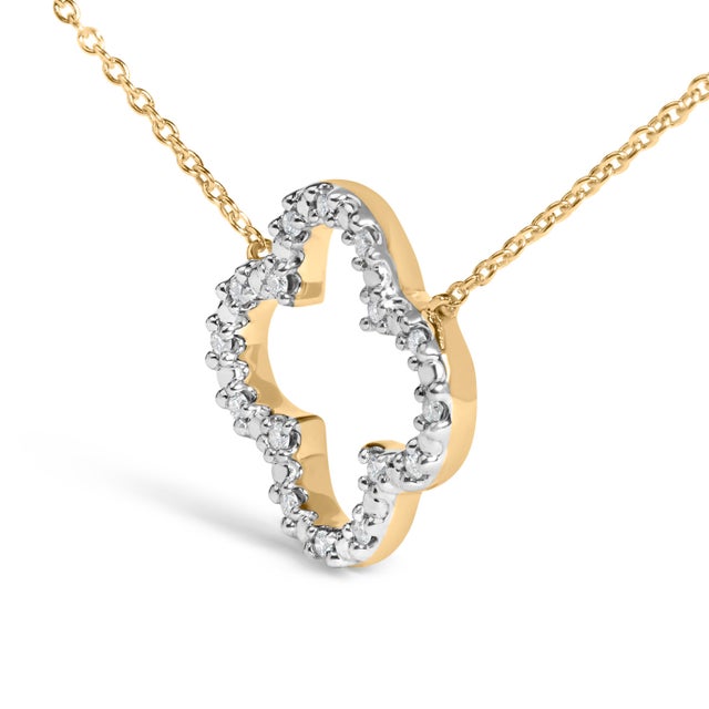 Haus of Brilliance Gold Vermeil 1/10 Cttw Diamond Clover Pendant Necklace For Sale - Image 4 of 4