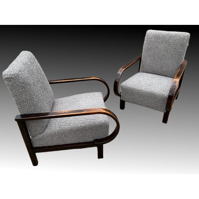 Hollywood Regency Set of Art Deco Armchairs by Jindrich Halabala for Up Závody, 1930s For Sale - Image 3 of 17