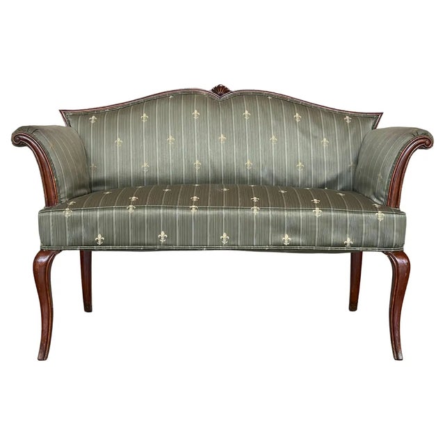 Green Early 20th Century Carved Mahogany Window Seat For Sale - Image 8 of 8