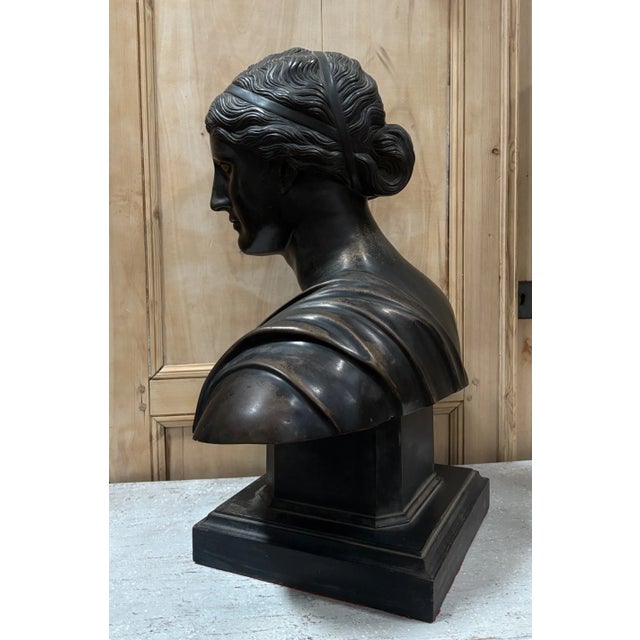 Italian Patinated Bronze Signed Bust of Sappho For Sale In San Diego - Image 6 of 13