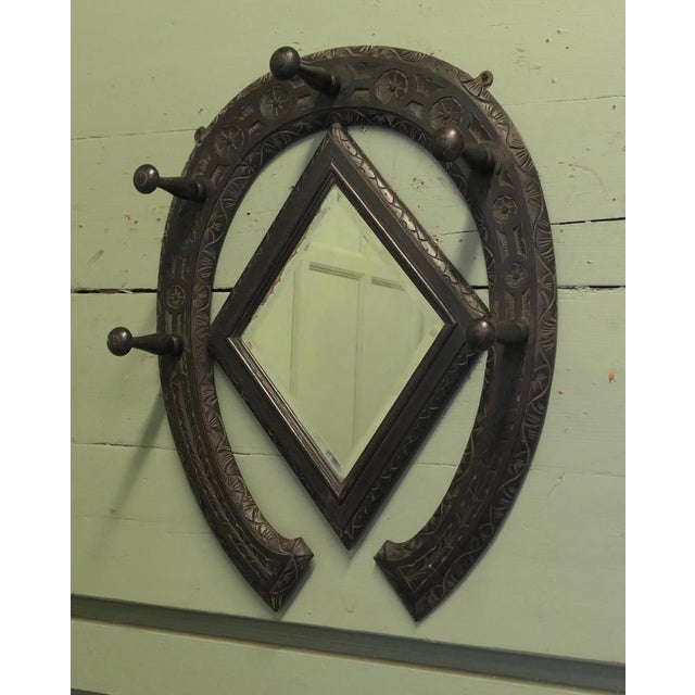 Gothic Horseshoe Coat and Tack Rack with Mirror For Sale - Image 6 of 8