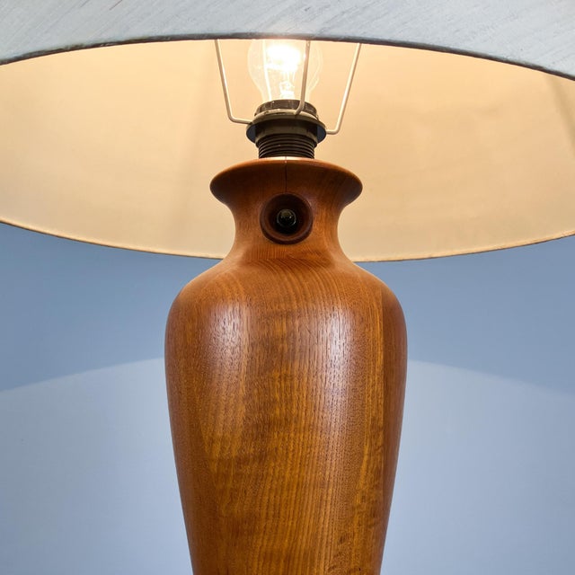 Dyrlund Danish Table Lamp in Teak with Linen Shade from Dyrlund, 1970s For Sale - Image 4 of 10