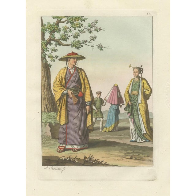 Ferrario, Japanese Costume Scene, Edo Period, 1815, Print For Sale - Image 4 of 9