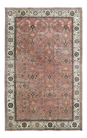 Vintage Turkish Oushak Rug With All-Over Floral Design in Pink Color Field