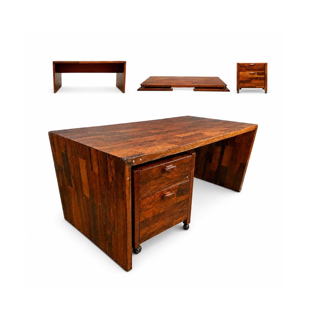 A rare two-piece office set designed by Jorge Zalszupin and produced by L’Atelier in Brazil during the 1960s, comprising a...