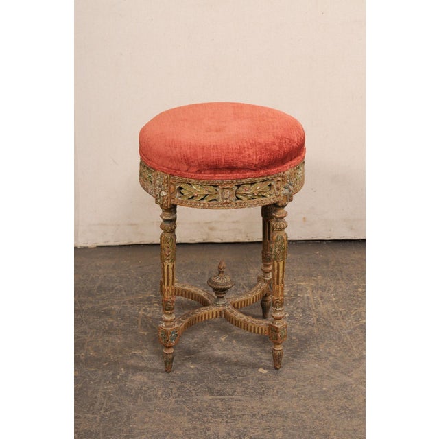19th Century 19th Century Carved French Neoclassic Stool For Sale - Image 5 of 12