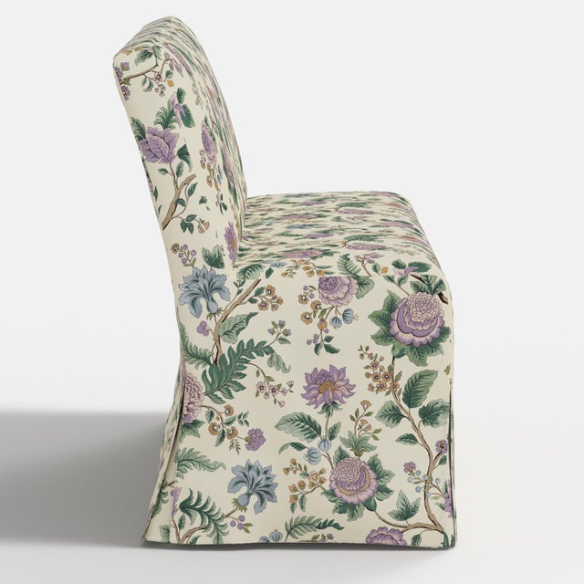 Spritely Home Andrea Slipcover Dining Banquette in Lilac Tree of Life Floral For Sale - Image 4 of 7