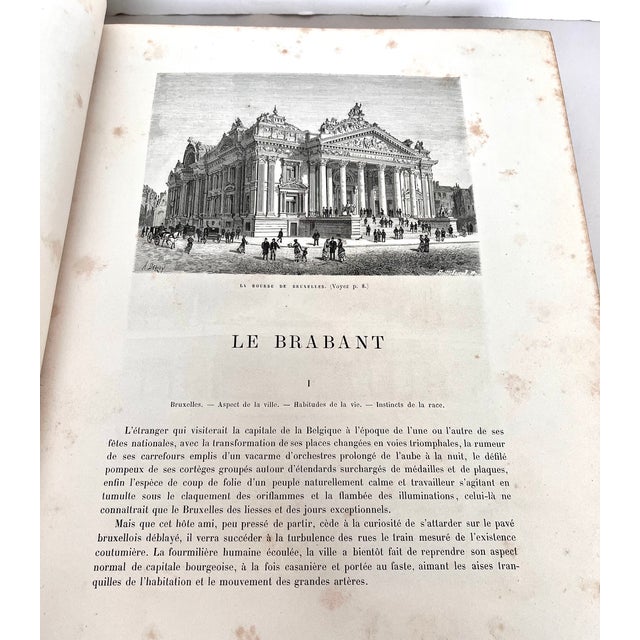 Antique 1888 French Large Leather Bound Book "La Belgique" For Sale In Dallas - Image 6 of 18