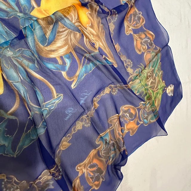 Blue An Iconic 1990s Silk French Scarf by Lalique For Sale - Image 8 of 10