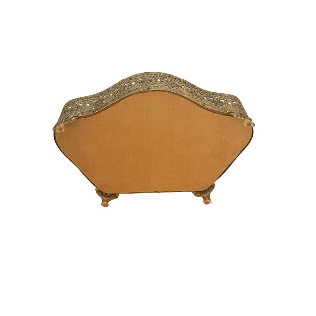 1900 - 1909 Large Antique Gilt Metal Jewelry Casket Beveled Glass Rococo Floral Box C1900 For Sale - Image 5 of 14