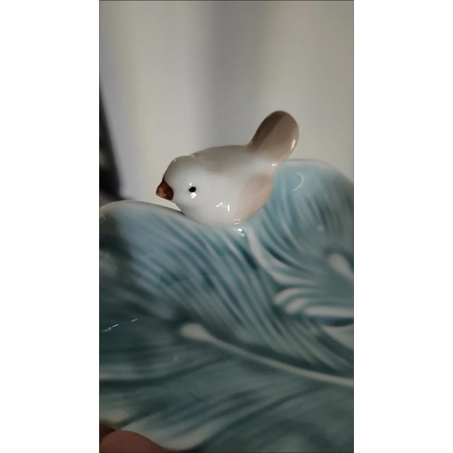 Ceramic Bionic Leaf and Bird Storage Tray For Sale - Image 4 of 4