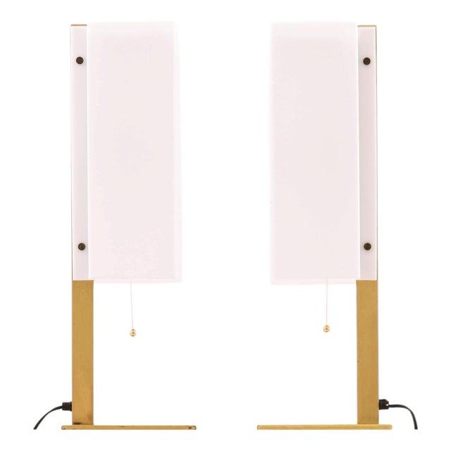 Table Lamps in Brass and Plastic from Lars-Gunnar Nordström, 1960s, Set of 2 For Sale