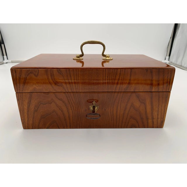 Biedermeier Box, Ash Veneer, South Germany circa 1830 Ash veneered on softwood. Original brass handle and pressed brass...