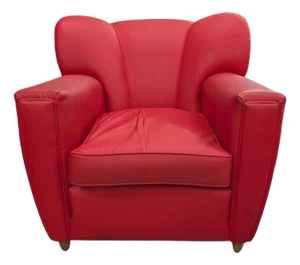 Vintage Red Leather Lounge Chair, 1970s