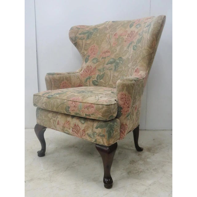 Wood Queen Ann Style Wing Chair For Sale - Image 7 of 7