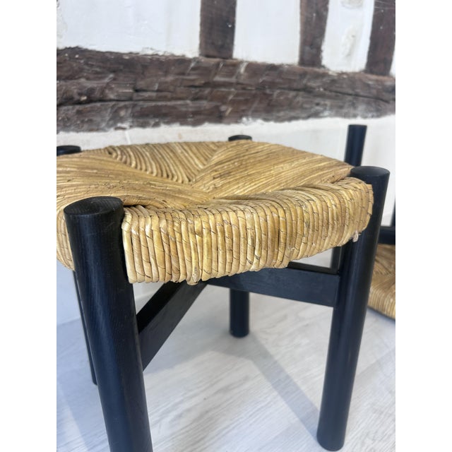 Vintage Black Meribel Stools by Charlotte Perriand, 1960, Set of 2 For Sale - Image 10 of 17