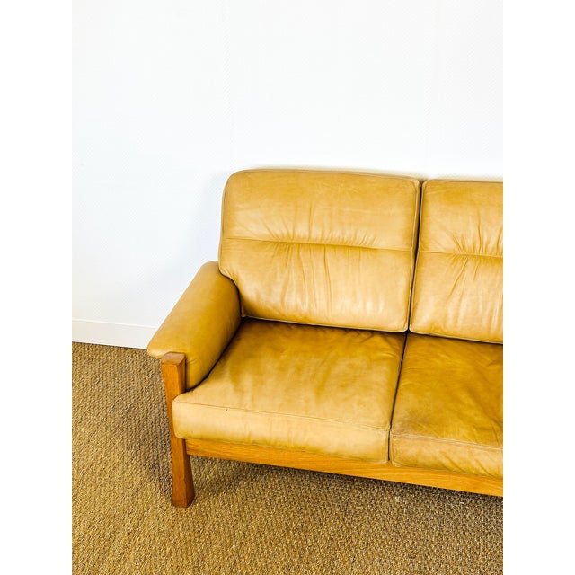 Scandinavian Living Room Set in Leather and Oak in the style of Pierre Chapo, 1960s, Set of 3 For Sale - Image 18 of 18