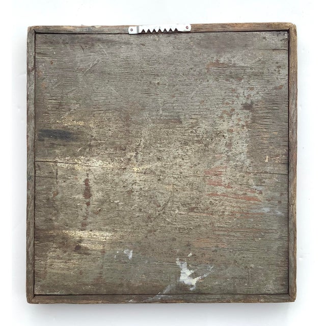 Wood Antique Primitive Wood Blue, Black and White Checkerboard For Sale - Image 7 of 7