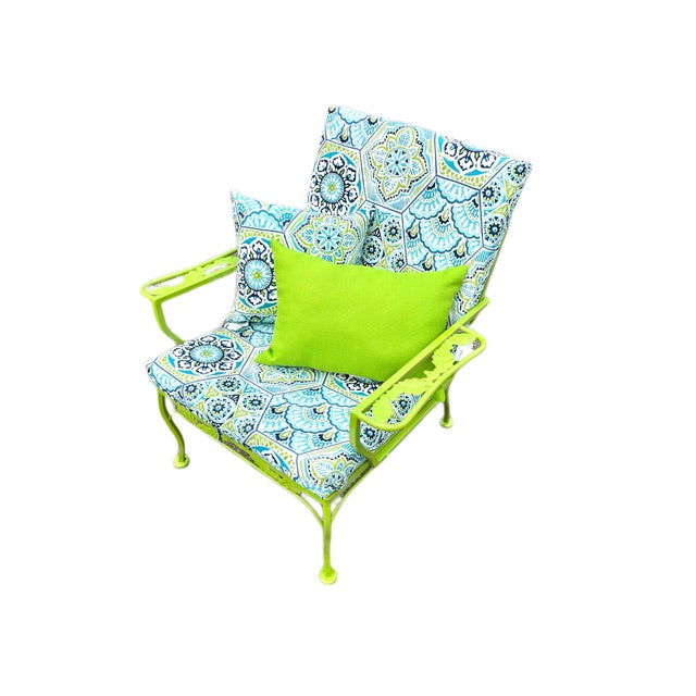 Vintage Wrought Iron Patio Restored Arm Chairs - Set of 2 For Sale - Image 10 of 12