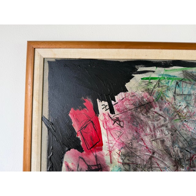 1960’s Vintage Expressionist Abstract Acrylic on Canvas Painting – Signed For Sale - Image 4 of 12