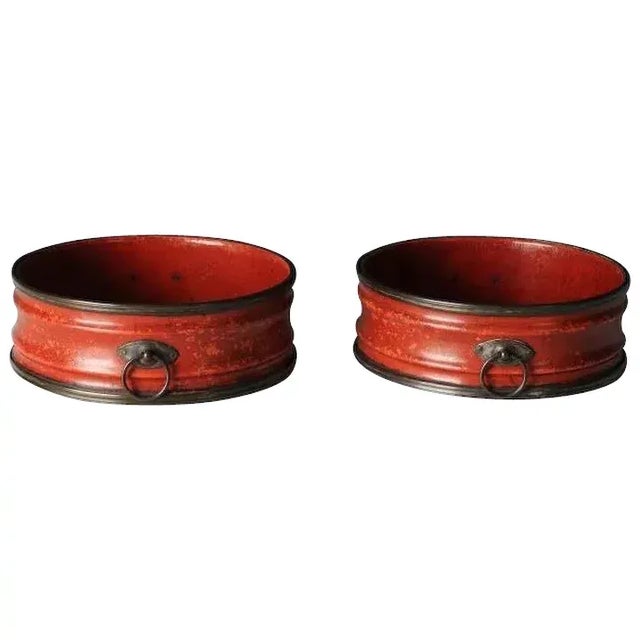 Paint 1810 - 1820 English Regency Red Cinnabar Lacquer Wine Coasters - A Pair For Sale - Image 7 of 7