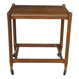 Mid Century Danish Walnut Folding Rolling Bar Cart Trolley Dry Bar MCM For Sale