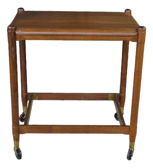 Mid Century Danish Walnut Folding Rolling Bar Cart Trolley Dry Bar MCM