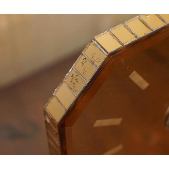 Art Deco Salmon Pink Glass Mantle Clock, England, 1920s For Sale - Image 11 of 18