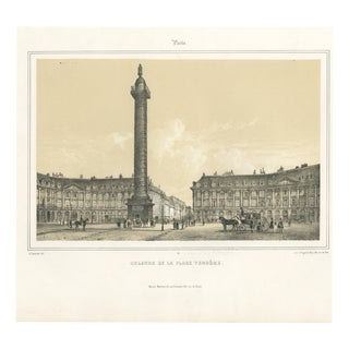 Antique Lithograph of Place Vendôme Column in Paris after Jacottet, 1850 For Sale