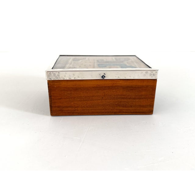 Brown Peruvian Artisan Box With Pre-Columbian Textile Fragment For Sale - Image 8 of 13