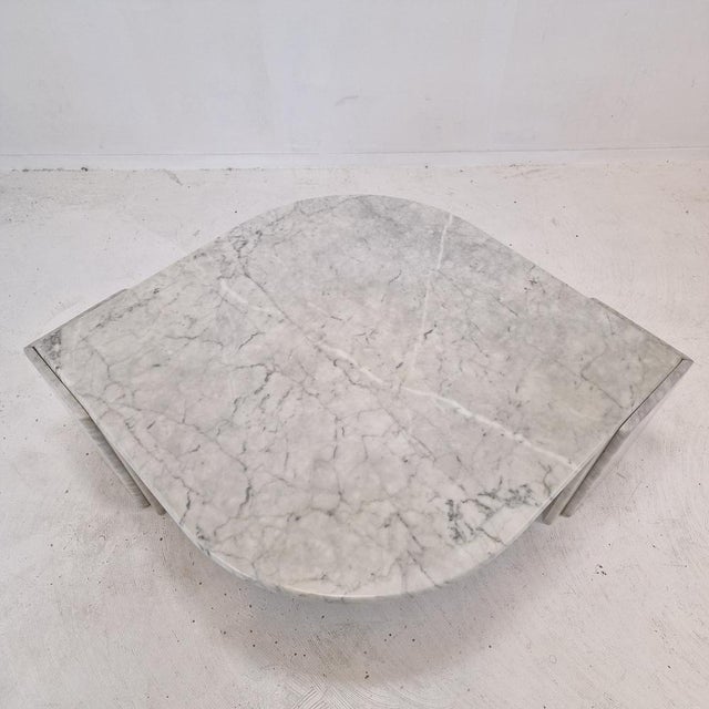 White Italian Teardrop Shaped Marble Coffee Table, 1980s For Sale - Image 8 of 18