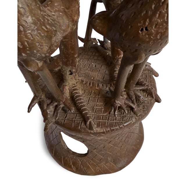 Bronze Vintage Bronze Benin Chicken Statue For Sale - Image 8 of 9
