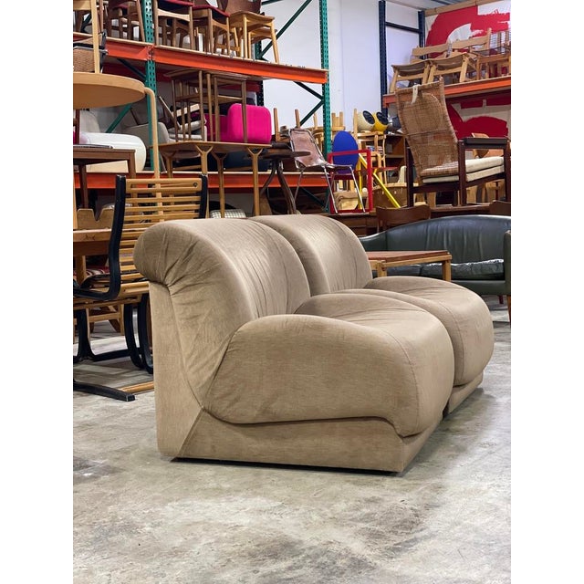 Pair Doimo Salotti Modular Chairs. Made in Italy. Original fabric. 28w 32d 30h 16s.