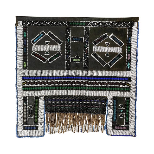 Brown Vintage South African Ndebele Leather Beaded Wedding Mapoto For Sale - Image 8 of 8
