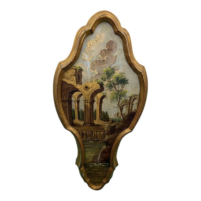 Vintage Fratelli Paoletti Firenze Hand-Painted Florentine Wall Plaque For Sale