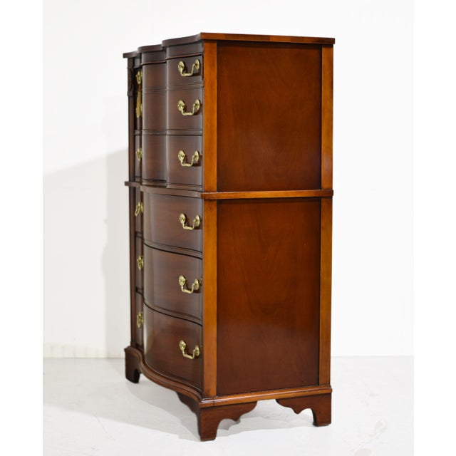 Brown Vintage Georgian Style Mahogany Tall Chest of Drawers With Brass Bail Hardware For Sale - Image 8 of 13