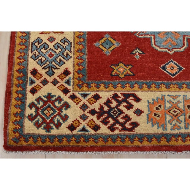 Kazak Runner 2’11” X 13’2” Red Wool Tribal Hand-Knotted Oriental Rug For Sale - Image 10 of 13