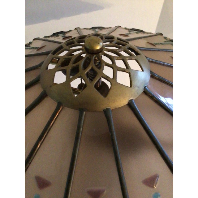 1950s Brass Table Lamp With Brass and Glass Shade For Sale In New York - Image 6 of 10