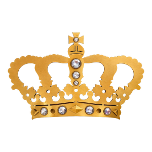 Vintage Gold Jeweled Crown Wall Sculpture | Rhinestone Royal Crown Decor | Hollywood Regency