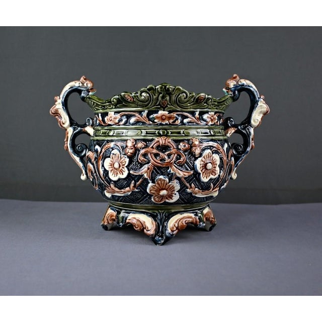 Antique Art Nouveau Majolica Planter, 1800s For Sale - Image 4 of 18