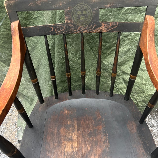 Nichols & Stone Vintage Nichols & Stone Ebonized Maple Harvard University Windsor Captain's Chair For Sale - Image 4 of 11