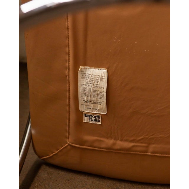 1970s Mid-Century Modern Saporiti Tubular Chrome and Leather Italian Armchairs - Set of 6 For Sale - Image 17 of 17