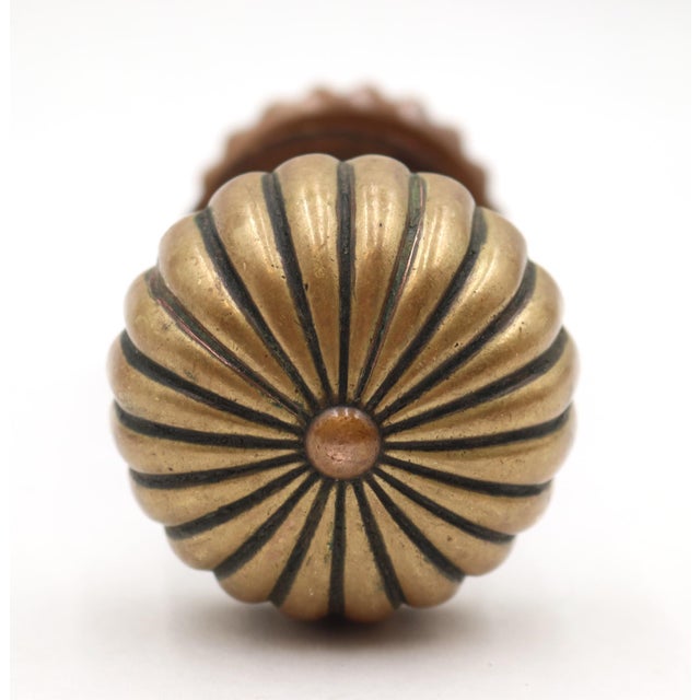 Vintage Bronze Fluted Door Knob & Plate Set For Sale - Image 4 of 10