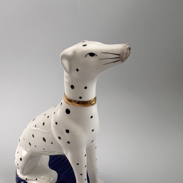Black Fitz and Floyd Dalmatian Figurine on Cobalt Blue Base With Gold Accents For Sale - Image 8 of 13