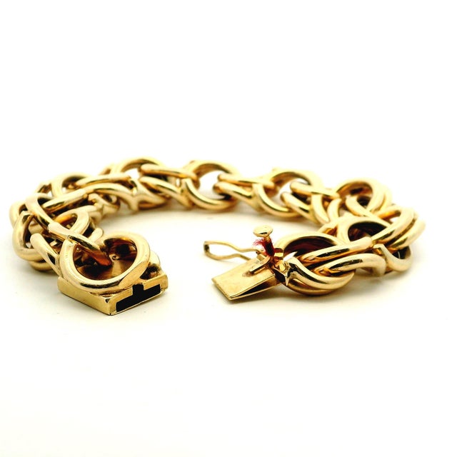 1980s Vintage Italian 14k Gold Chunky Link Bracelet, 92 Grams For Sale - Image 5 of 16