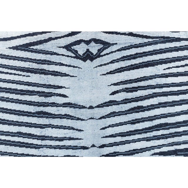 Modern Animal Skin Zebra Design Wool Rug in Black and Blue by Doris Leslie Blau Size: 10'0" × 14'0" (304 × 426 cm) This...