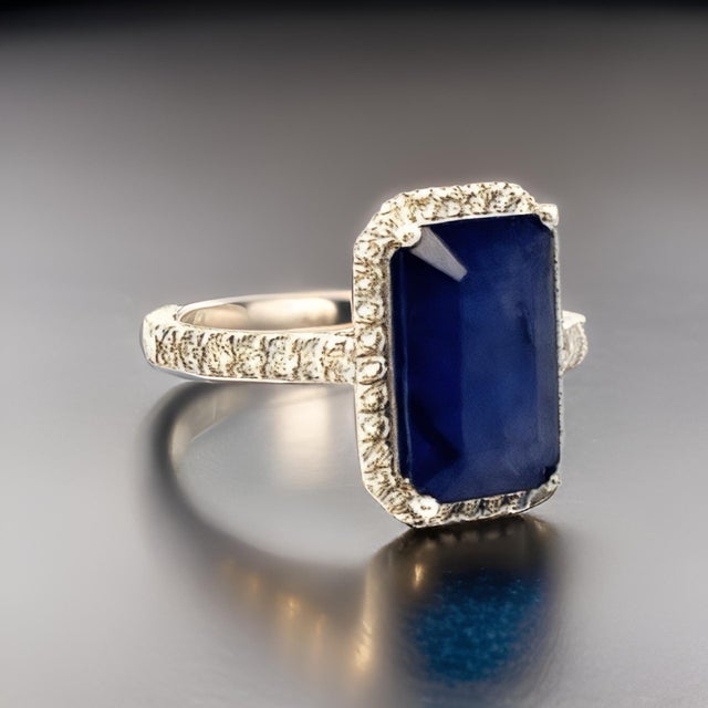 Sapphire Diamond Ring Size 6.25 14k Gold 6.84 TCW Certified For Sale - Image 11 of 13