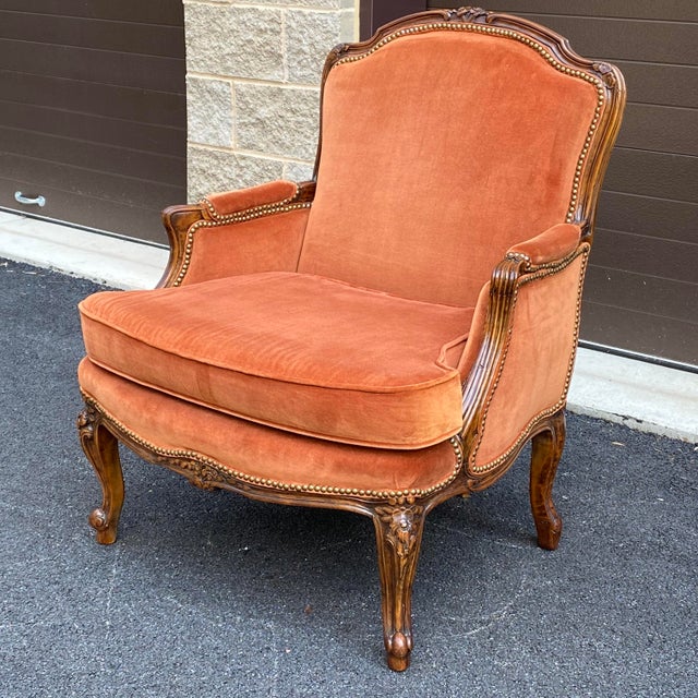 Antique French Carved Walnut Bergere Chair Chairish