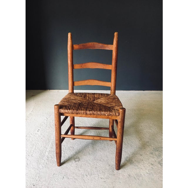 Low Rustic Ladder Back Dining Chairs in Oak and Rush, Belgium, 1950s, Set of 6 For Sale - Image 9 of 18